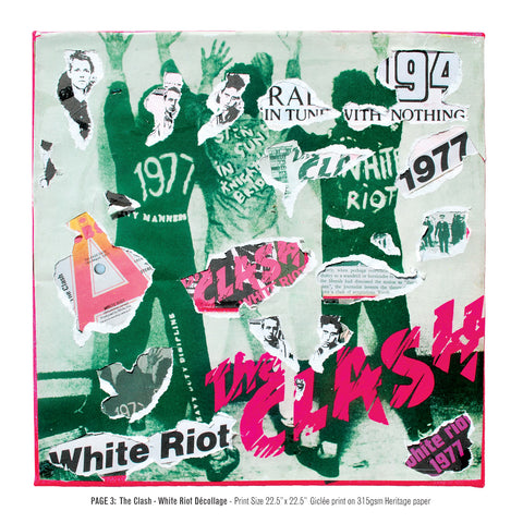 "Never Mind The Punk 45” - The Clash - White Riot Décollage (Limited Edition Print Signed by Mal-One)